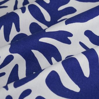 Tissu sergé végétal découpe bleu blanc