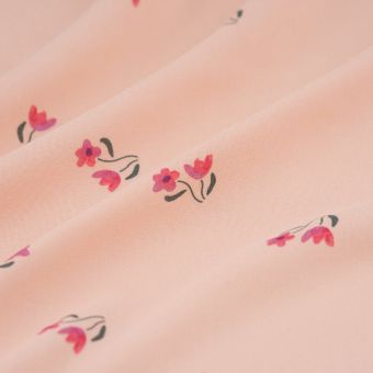Tissu popeline viscose duo tulipe rose