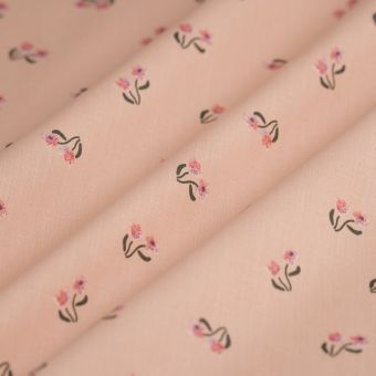 Tissu cretonne fleurettes rose