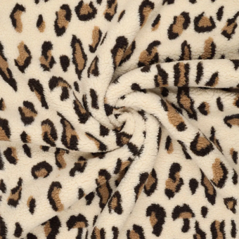 Tissus sherpa motif léo écru