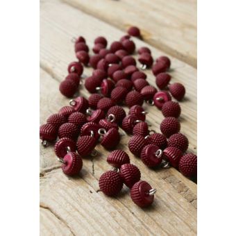 Lot de 5 boutons Hérisson bordeaux 10 mm