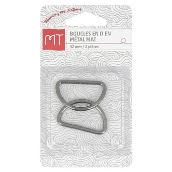 Boucles demi-anneaux en métal 32 mm nickel mat