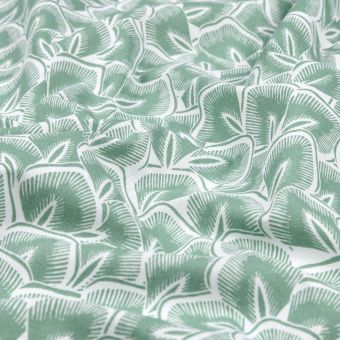 Tissu coton épais enduit imprimé mini feuillage vert