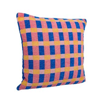 Housse de coussin carreaux jaune 40x40cm