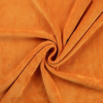 Tissu velours côtelé délavé uni orange