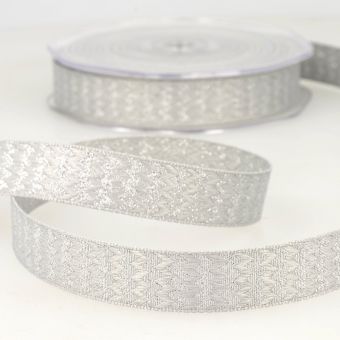 Ruban zig zag noir et argenté 38 mm