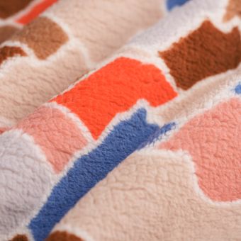 Tissu Sherpa montagne géométrique multicolore