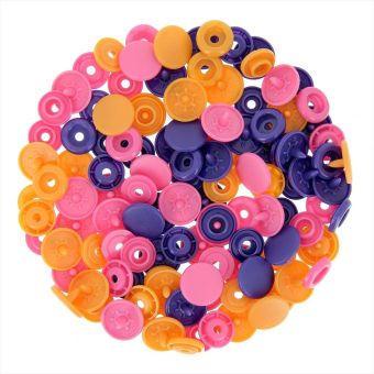 Boutons-pression Color Snaps orange, rose et violet