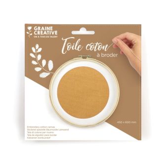 Graine Créative - Toile coton Idéal broderie Camel 45 x 60 cm