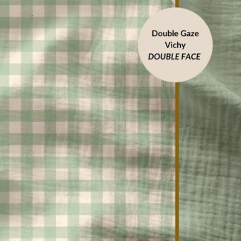 Tissu coton double gaze vichy vendu par 50 cm