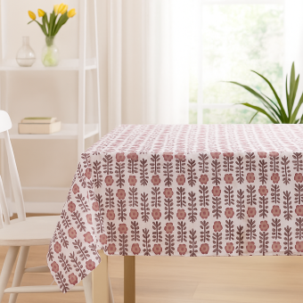 Nappe rectangle 150x250 médaillons fleurs