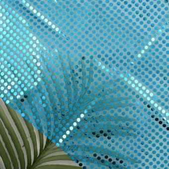 Tissu tulle turquoise paillettes