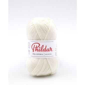 Pelote de fil à tricoter coton 4 craie - Phildar