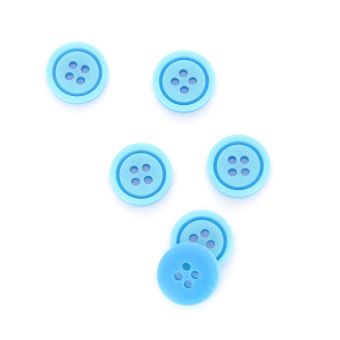 Lot De 10 Boutons Vintage Bleu 4 Trous - Diamètre 1,4 Cm (22mm), Résine, Réf. 3054, Neuf