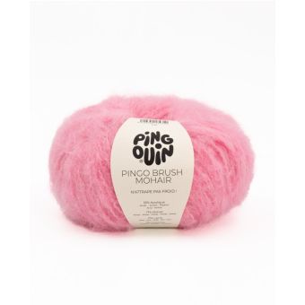 Pelote de fil à tricoter Brush mohair rose candy - Pingouin