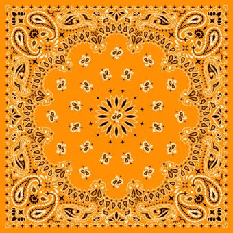 Tissu Satin de Coton Bandana Paisley 36 Orange Clair, coupon 1m x laize (160cm)