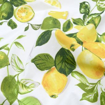 Tissu bachette enduit nappage imprimé citronette jaune 