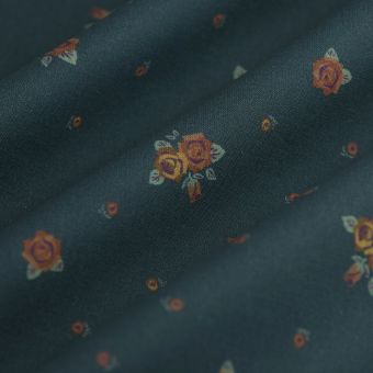 Tissu cretonne Élisabeth bleu