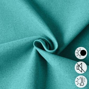 Tissu uni occultant thermique phonique recto verso turquoise 