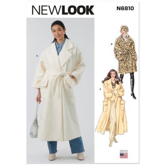 Patron New Look 6810-manteau avec ceinture en deux longueurs pour jeunes femmes 36-50