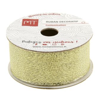 Bobine ruban brillant doré 25 mm