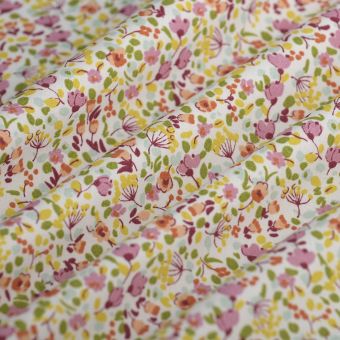 Tissu popeline coton bio floral multicolore