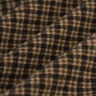 Tissu lainage polyester petits carreaux brun