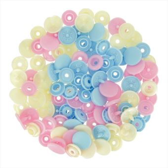 Boutons-pression Color Snaps bleu, rose et jaune