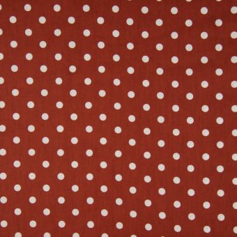 Tissu popeline coton à motifs pois terracotta