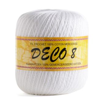 Pelote de fil à crocheter Déco8 - Blanc