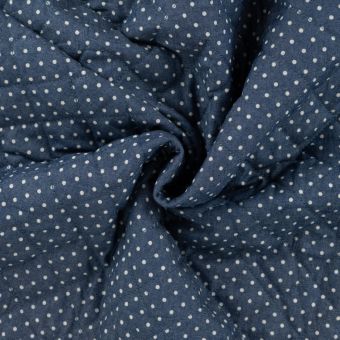 Tissu matelassé chambray imprimé pois