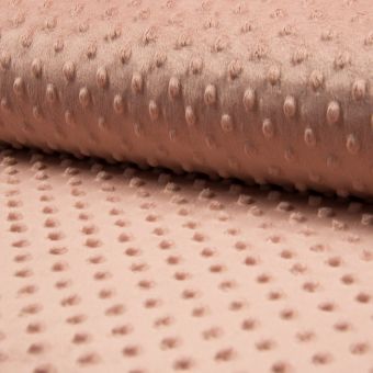 Tissu polaire minky Minnie pois uni vieux rose