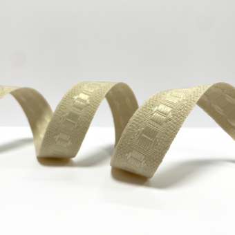 Galon amboise brodé géométrique crème 20mm