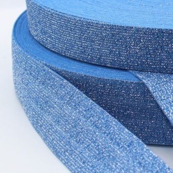 Élastique lurex 25mm bleu