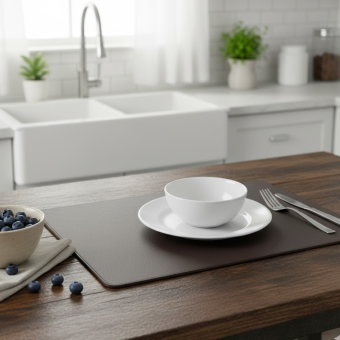 Set de table rectangle réversible blanc cafe