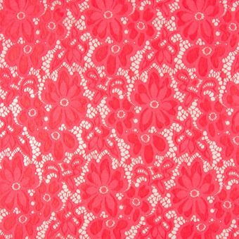 Tissu dentelle florale corail