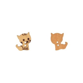Bouton en bois découpé chaton 10mm x 14mm