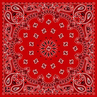 Tissu Satin de Coton Bandana Paisley 27 Rouge Carré, coupon 1m x laize (160cm)