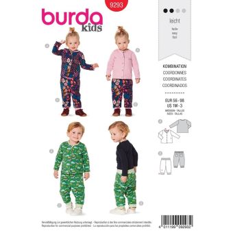 Patron burda 9293 Veste et pantalon réversibles 1 mois à 3 ans