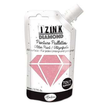 Peinture textile 3D paillettes izink diamond rose poudre 80 ml