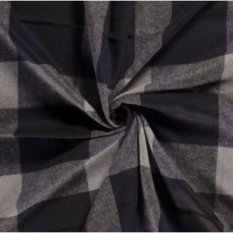 Tissu lainage léger maxi carreaux noir gris