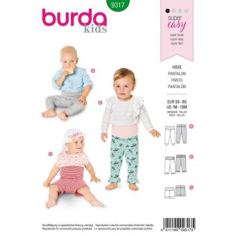 Patron Burda 9317 - Pantalon pour bébés de 1 à 18 mois