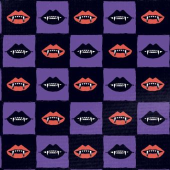 Tissu Impermeable Halloween Damier Vampire, coupon 1m x laize (155cm)