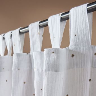 Rideau à passants étoiles en gaze de coton - 140 x 240 cm