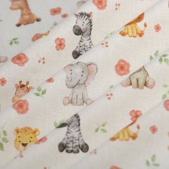 Tissu cretonne dig animo floral multicolore