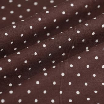 Tissu popeline coton pois écru marron