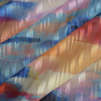 Tissu mousseline recyclé fil lurex paint multicolore
