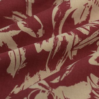 Tissu popeline viscose floral trait bicolore écru rose