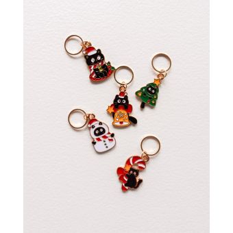 Lot de 5 anneaux marqueurs de maille CatsMas - Hello Kim