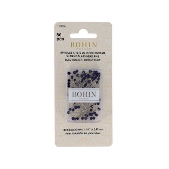 Epingles à tête de verre de Murano bleu cobalt - Bohin
